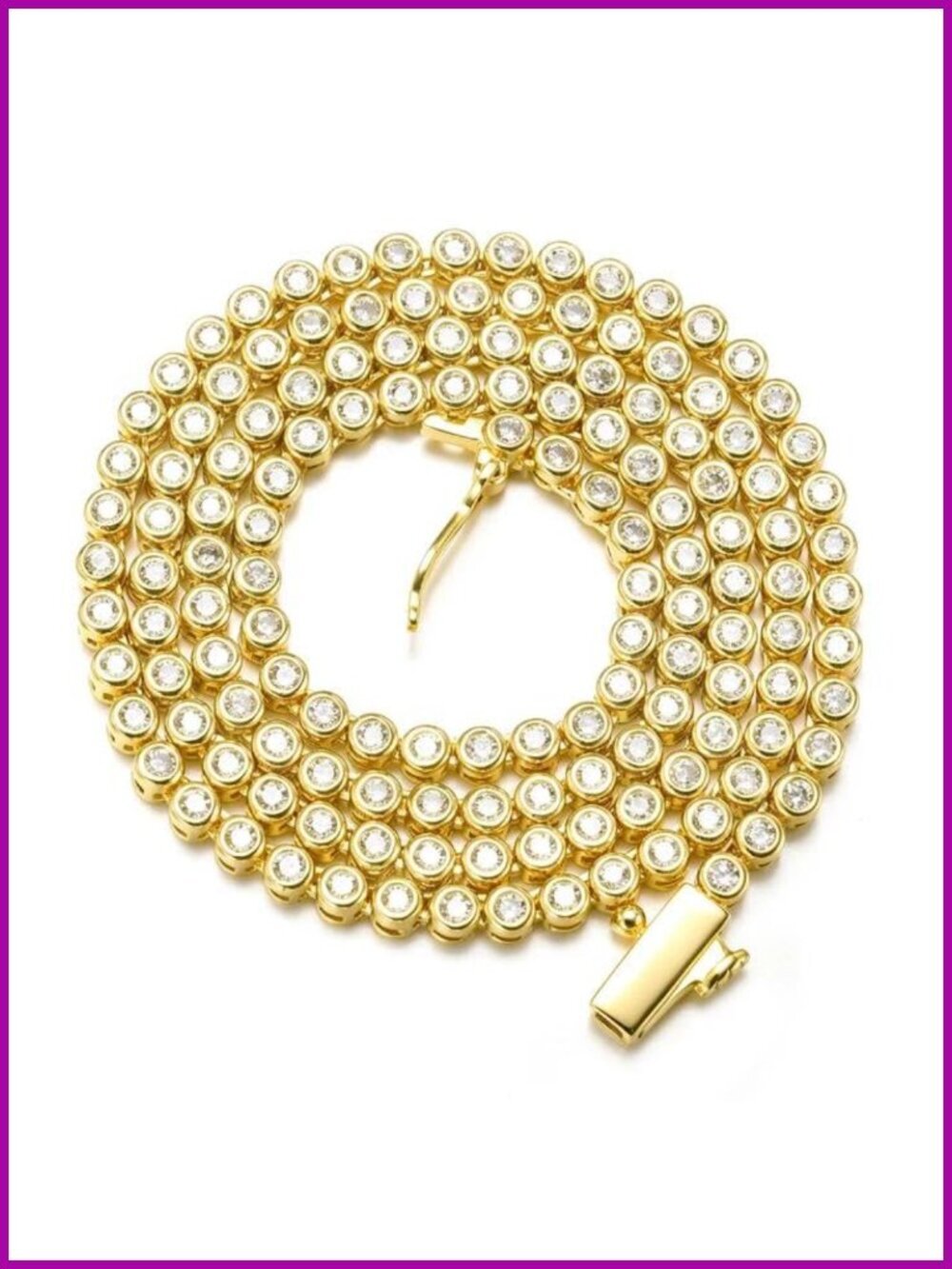 2mm Tennis Necklace 18K White/Yellow Gold Plated Cubic Zirconia Chain 16/18
